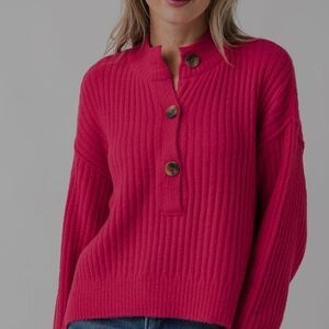 Women's Pink Button-Up Sweater